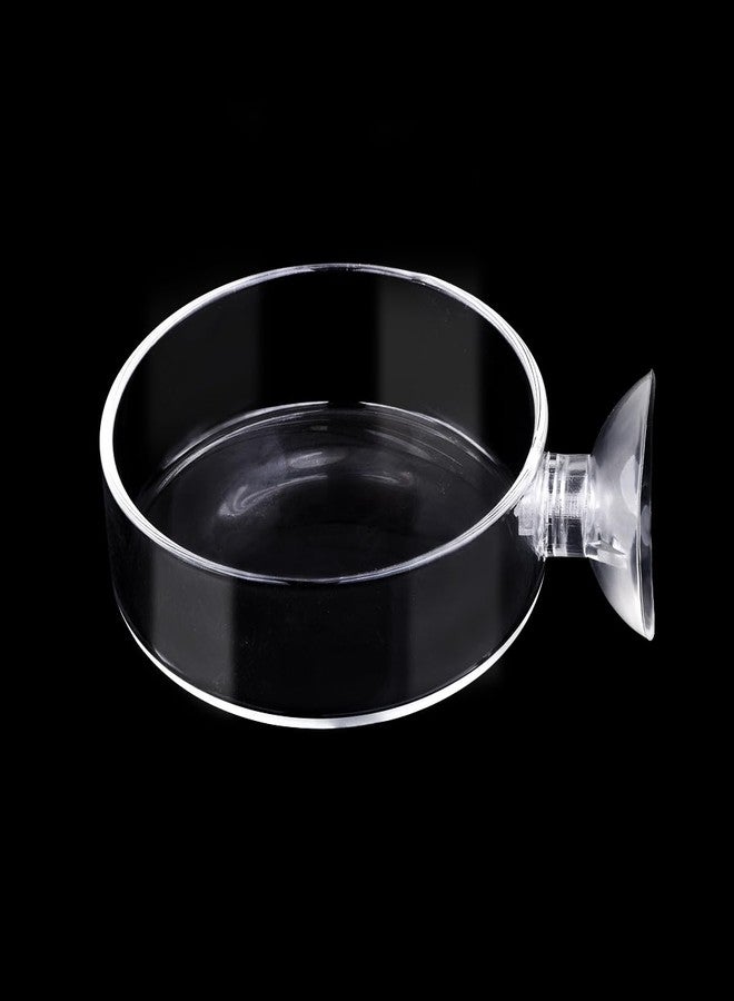 Dannisly Aquarium Glass Feeder Shrimp Feeding Dish Round Clear Fish Tank Food Tray Container Prevent Food Spilling with Suction Cup, 65mm - Image 1